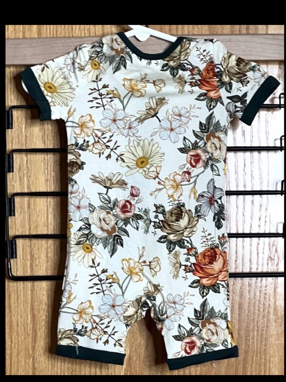 NEW Bamboo Shortie Romper Girls 3-6 Months Floral Cream Yellow Peach Green Cute